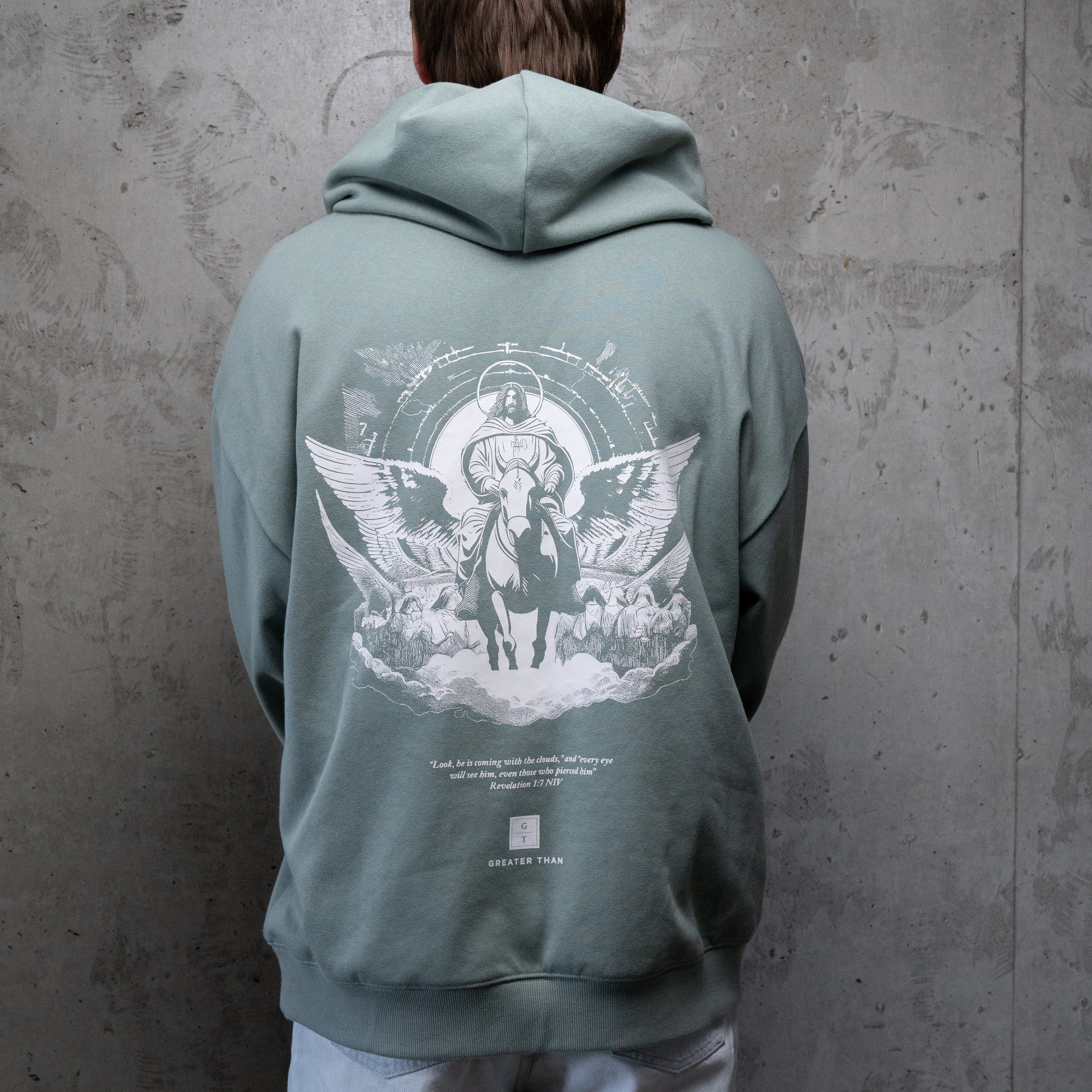 GREATER THAN Hoodie - Sage Green