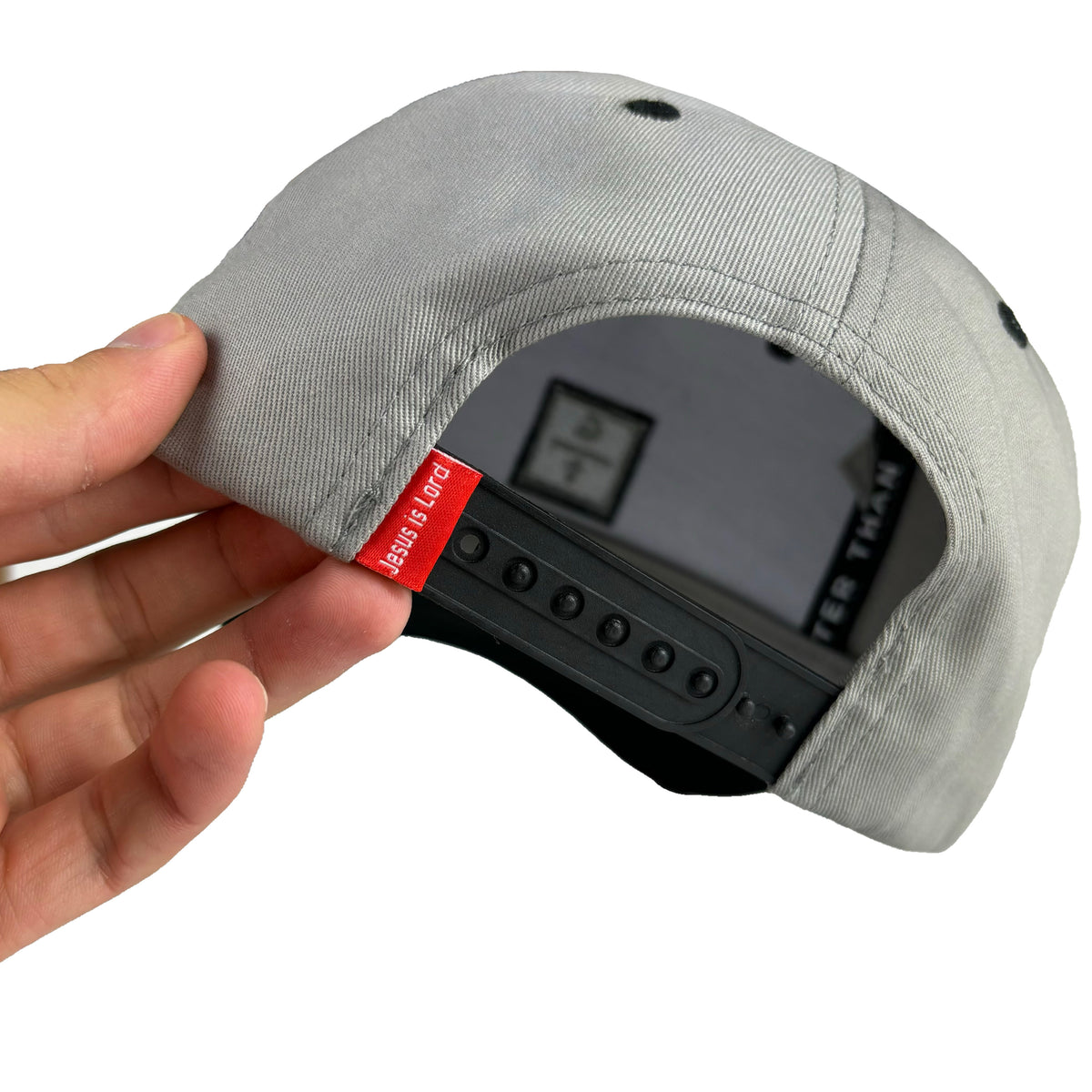 KING JESUS Christian snapback hat in colour black/grey made by GREATER THAN.