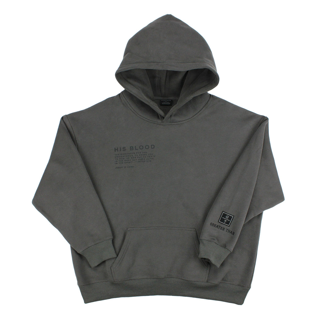 HIS BLOOD Oversized Hoodie - Charcoal