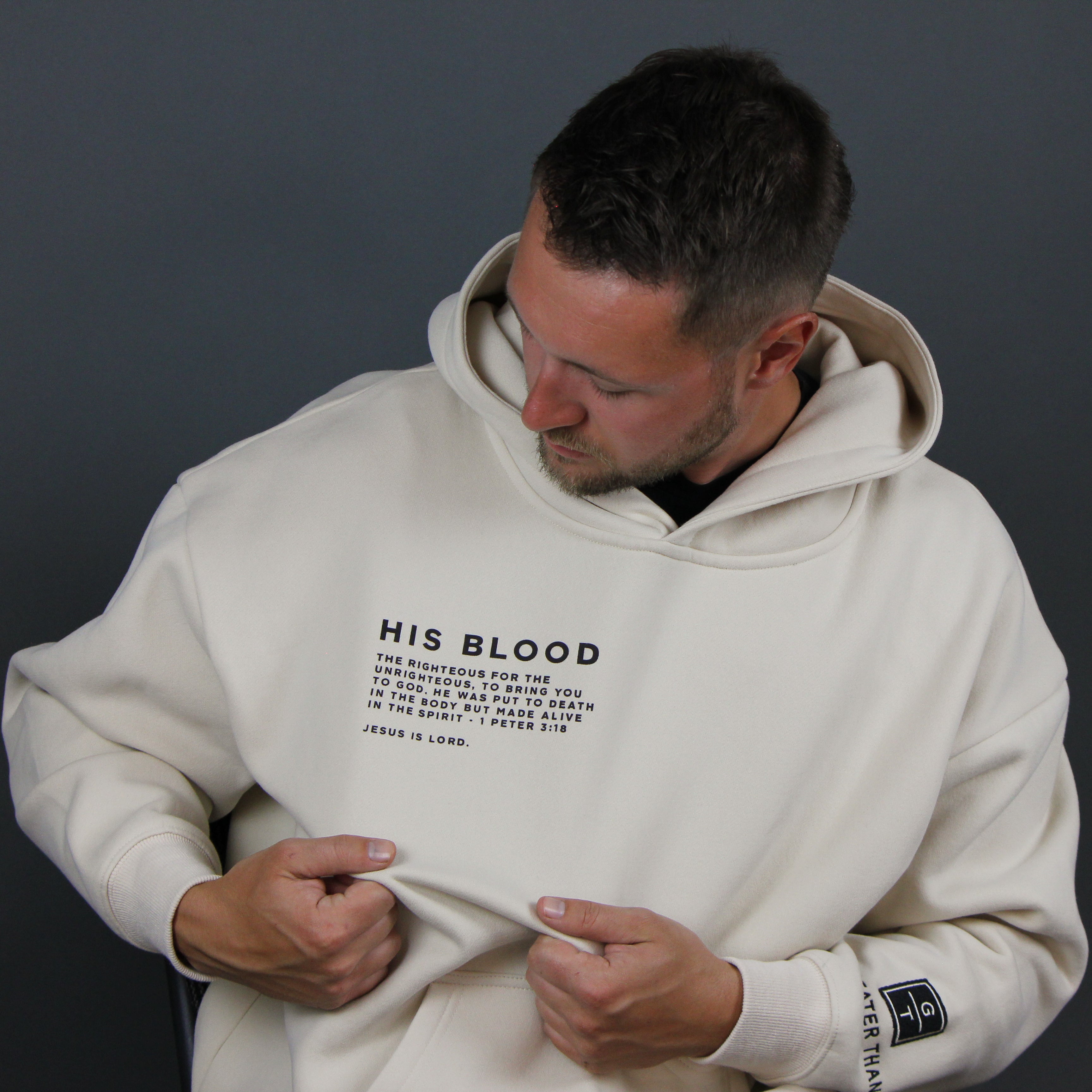 HIS BLOOD Oversized Hoodie - Cream
