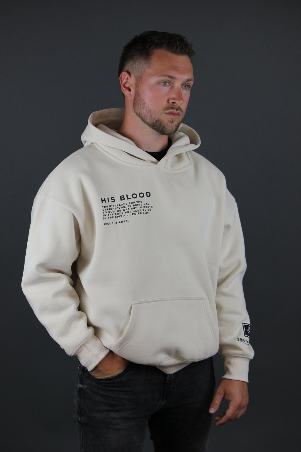 HIS BLOOD Oversized Hoodie - Cream